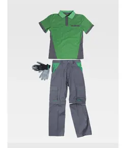 Completo unisex da lavoro pantalone + polo + guanti Workteam
