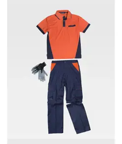 Completo unisex da lavoro pantalone + polo + guanti Workteam