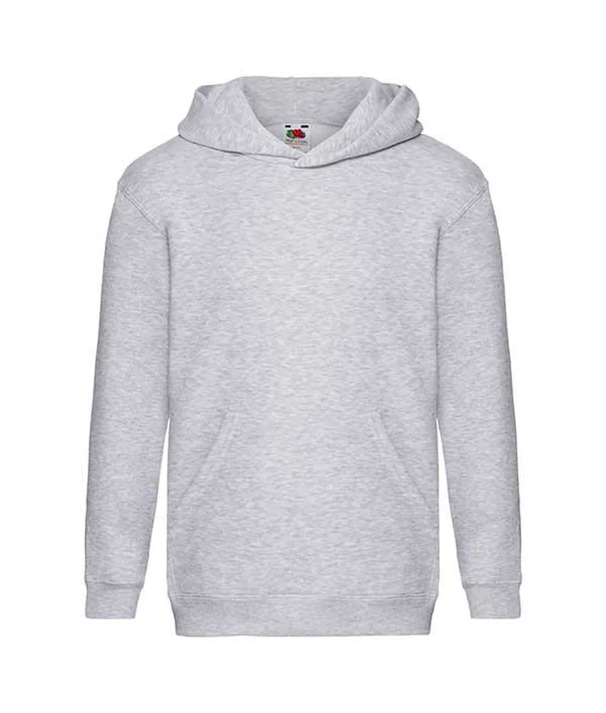 Felpa con cappuccio premium per bambini Fruit of the Loom, tascone anteriore a marsupio - polsini in cotone/elastane