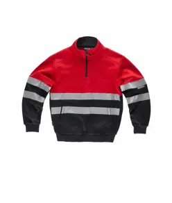 Felpa mezza zip bande rifrangenti Workteam