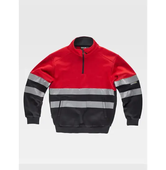 Felpa mezza zip bande rifrangenti Workteam