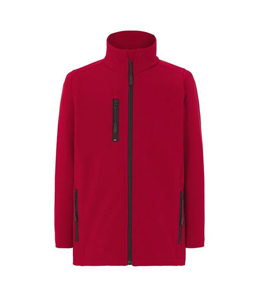 Giacca Softshell da bambino Full con zip JHK, 2 Tasche laterali e sul petto con taschino - triplo strato traspirante