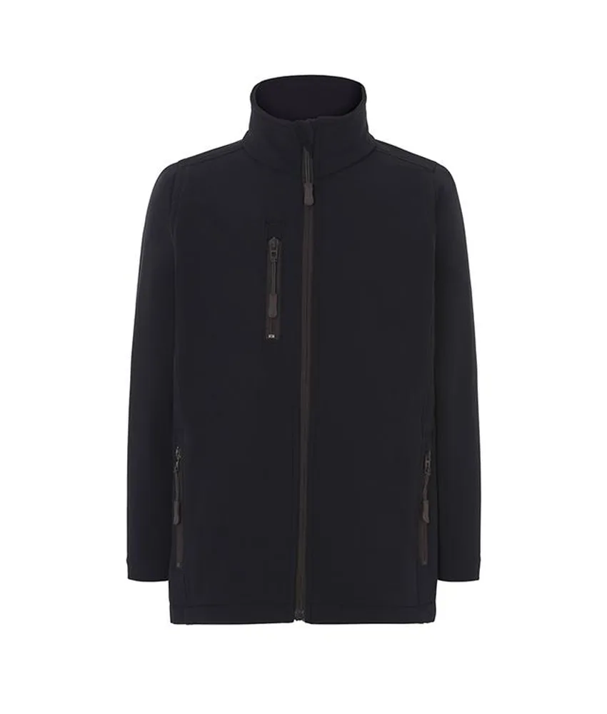 Giacca Softshell da bambino Full con zip JHK, 2 Tasche laterali e sul petto con taschino - triplo strato traspirante