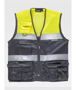 Gilet multitasche leggero alta visibilita e bande rifrangenti Workteam