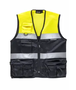Gilet multitasche leggero alta visibilita e bande rifrangenti Workteam