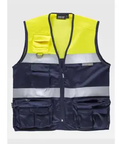 Gilet multitasche leggero alta visibilita e bande rifrangenti Workteam