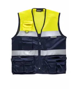 Gilet multitasche leggero alta visibilita e bande rifrangenti Workteam
