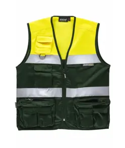 Gilet multitasche leggero alta visibilita e bande rifrangenti Workteam