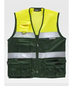 Gilet multitasche leggero alta visibilita e bande rifrangenti Workteam