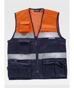 Gilet multitasche leggero alta visibilita e bande rifrangenti Workteam