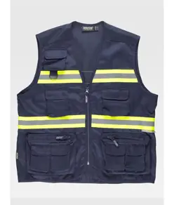 Gilet multitasche leggero bande rifrangenti fluorescenti Workteam