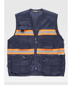 Gilet multitasche leggero bande rifrangenti fluorescenti Workteam