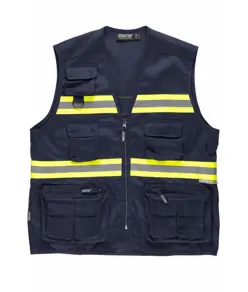Gilet multitasche leggero bande rifrangenti fluorescenti Workteam