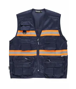 Gilet multitasche leggero bande rifrangenti fluorescenti Workteam