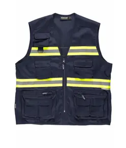 Gilet multitasche leggero bande rifrangenti fluorescenti Workteam
