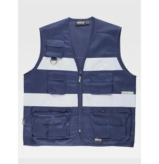 Gilet multitasche leggero bande rifrangenti Workteam