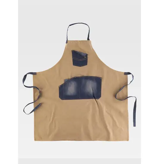 Grembiule con pettorina tessuto canvas e denim Workteam