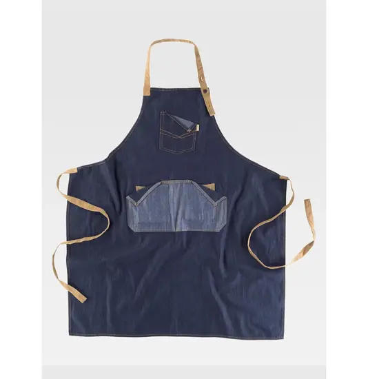 Grembiule con pettorina tessuto denim e canvas Workteam