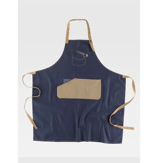 Grembiule con pettorina tessuto denim e canvas Workteam