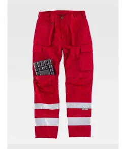 Pantalone bande rifrangenti triple cuciture protezione alle ginocchia Workteam