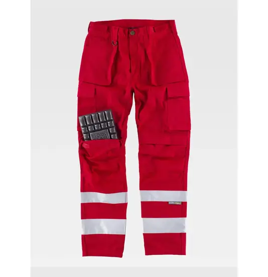 Pantalone bande rifrangenti triple cuciture protezione alle ginocchia Workteam