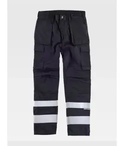 Pantalone bande rifrangenti triple cuciture protezione alle ginocchia Workteam