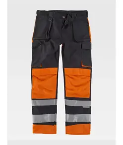 Pantalone bande rifrangenti triple cuciture protezione alle ginocchia Workteam
