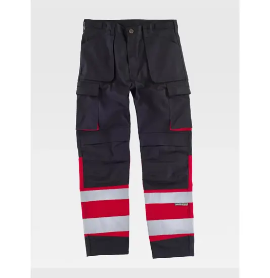 Pantalone bande rifrangenti triple cuciture protezione alle ginocchia Workteam