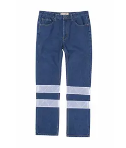 Pantalone da lavoro 5 tasche tessuto denim bande rifrangenti Workteam