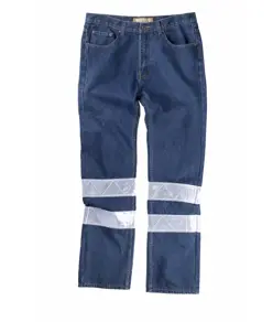 Pantalone da lavoro 5 tasche tessuto denim bande rifrangenti Workteam
