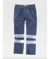 Pantalone da lavoro 5 tasche tessuto denim bande rifrangenti Workteam
