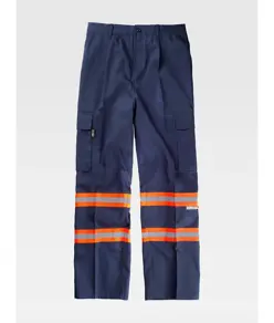 Pantalone da lavoro multitasche bande rifrangenti fluorescenti Workteam