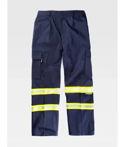 Pantalone da lavoro multitasche bande rifrangenti fluorescenti Workteam