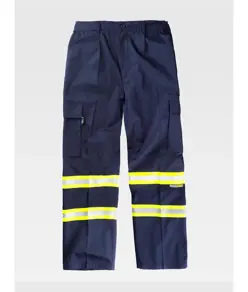 Pantalone da lavoro multitasche bande rifrangenti fluorescenti Workteam