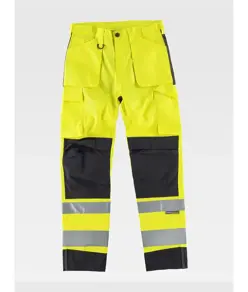 PANTALONE TRIPLE CUCITURE PROTEZIONE ALLE GINOCCHIA ALTA VISIBILITA CLASSE 1 Workteam