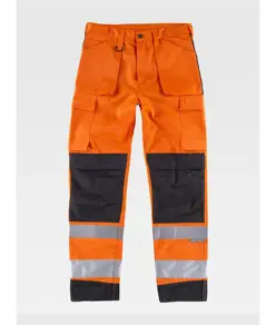 PANTALONE TRIPLE CUCITURE PROTEZIONE ALLE GINOCCHIA ALTA VISIBILITA CLASSE 1 Workteam