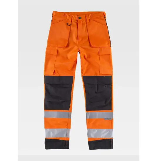 Pantalone triple cuciture protezione alle ginocchia alta visibilita classe 1 Workteam