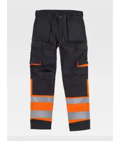 PANTALONE TRIPLE CUCITURE PROTEZIONE ALLE GINOCCHIA ALTA VISIBILITA CLASSE 1 Workteam
