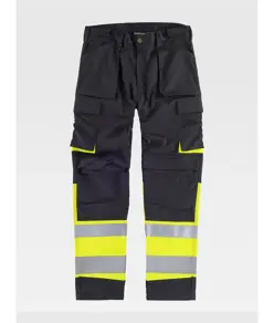 PANTALONE TRIPLE CUCITURE PROTEZIONE ALLE GINOCCHIA ALTA VISIBILITA CLASSE 1 Workteam