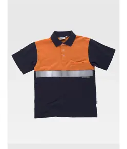 Polo manica corta alta visibilita e bande rifrangenti Workteam