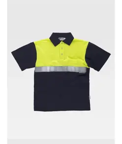 Polo manica corta alta visibilita e bande rifrangenti Workteam