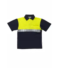 Polo manica corta alta visibilita e bande rifrangenti Workteam