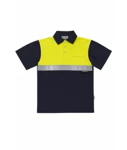 Polo manica corta alta visibilita e bande rifrangenti Workteam