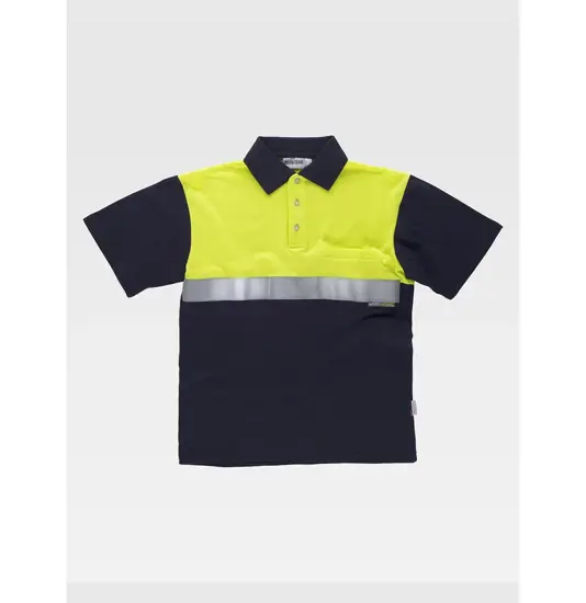 Polo manica corta alta visibilita e bande rifrangenti Workteam