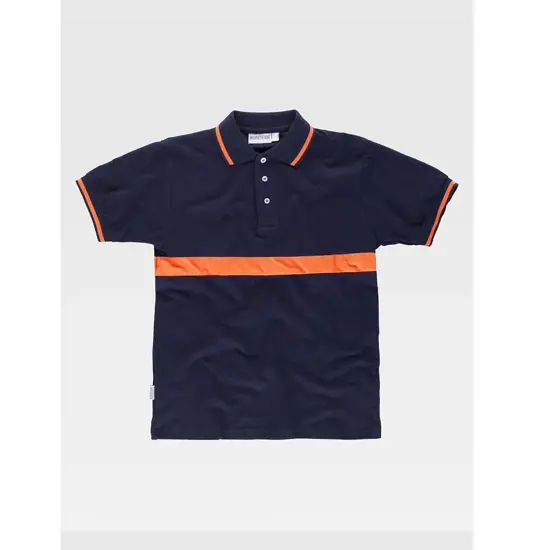 Polo manica corta con fascia colorata a contrasto Workteam