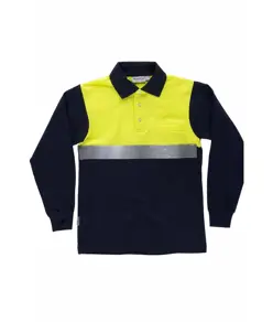 Polo manica lunga alta visibilita e bande rifrangenti Workteam