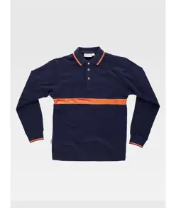 Polo manica lunga con fascia colorata a contrasto Workteam