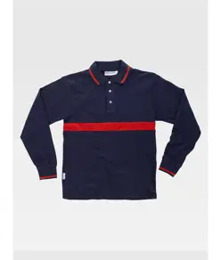 Polo manica lunga con fascia colorata a contrasto Workteam