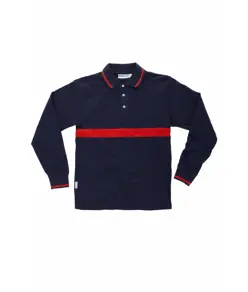 Polo manica lunga con fascia colorata a contrasto Workteam