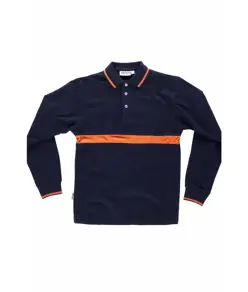 Polo manica lunga con fascia colorata a contrasto Workteam